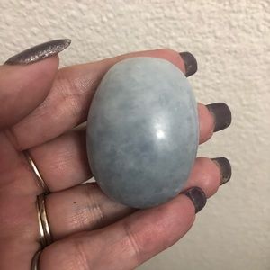 Blue Calcite Palm Stone - Approx: 1.96”